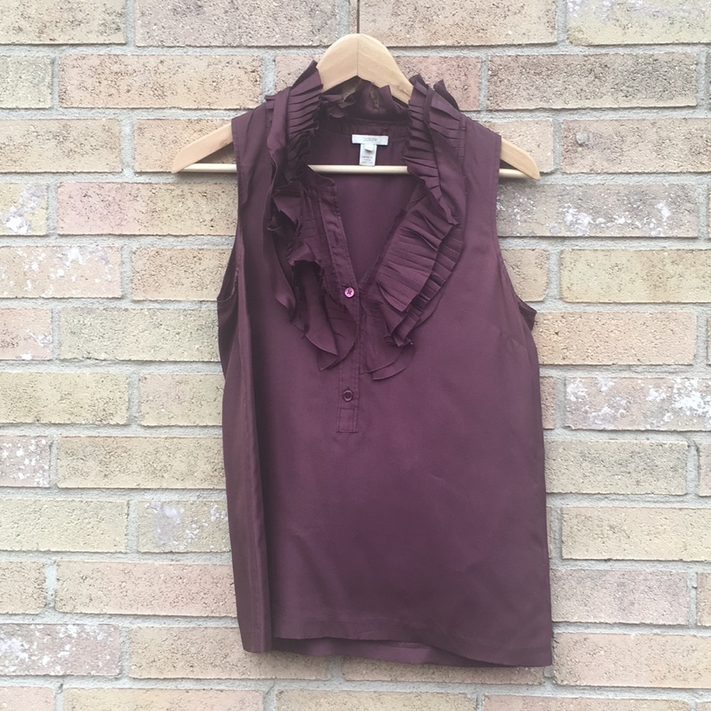 J Crew sleeveless, maroon silk top